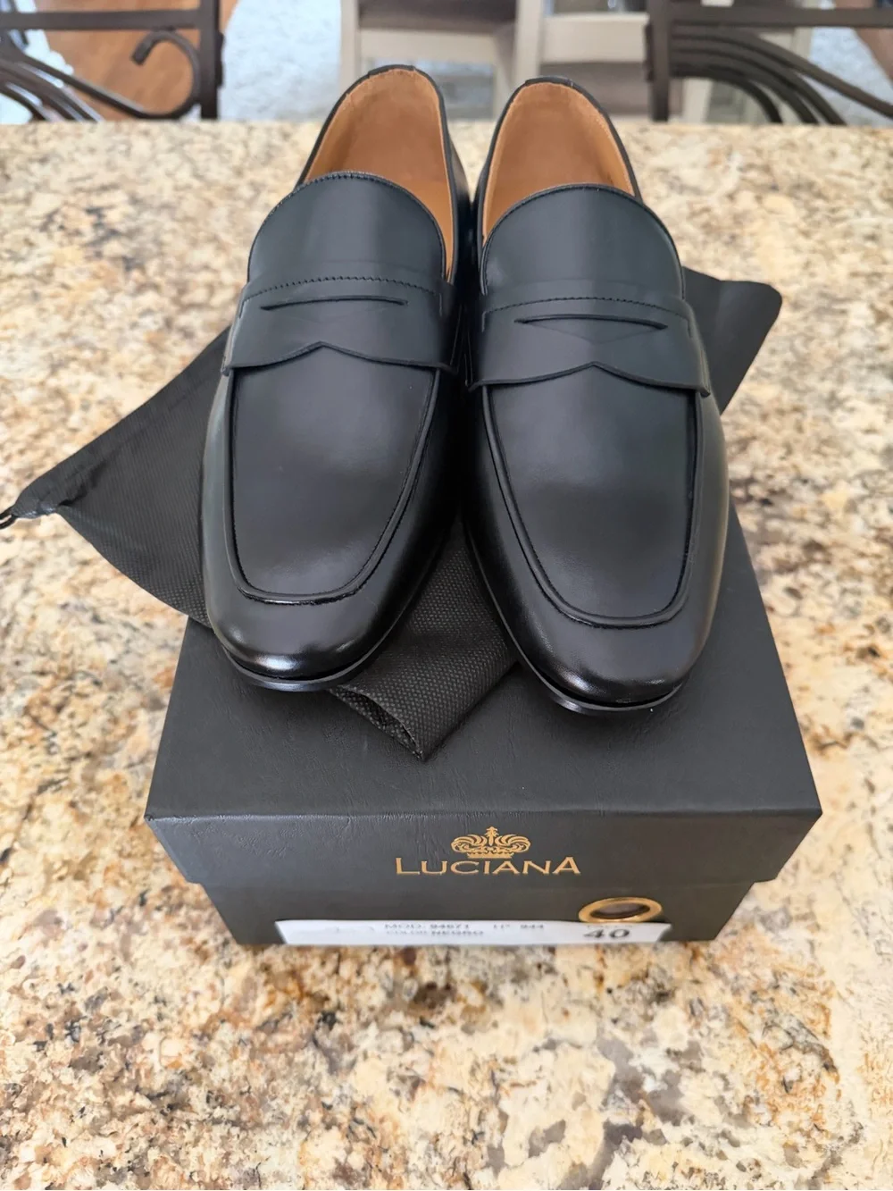 Men's Black Leather Luciano Penny Loafers